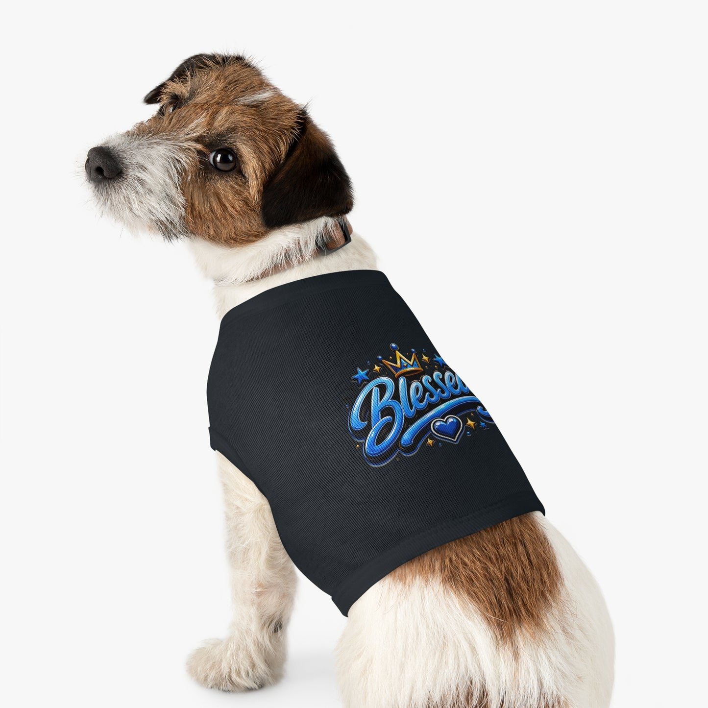Blessed Pet Tank Top - Blue Crown & Heart Puppy Shirt