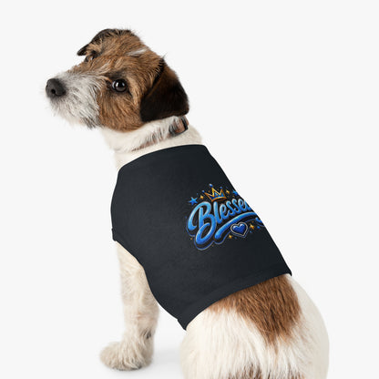 Blessed Pet Tank Top - Blue Crown & Heart Puppy Shirt