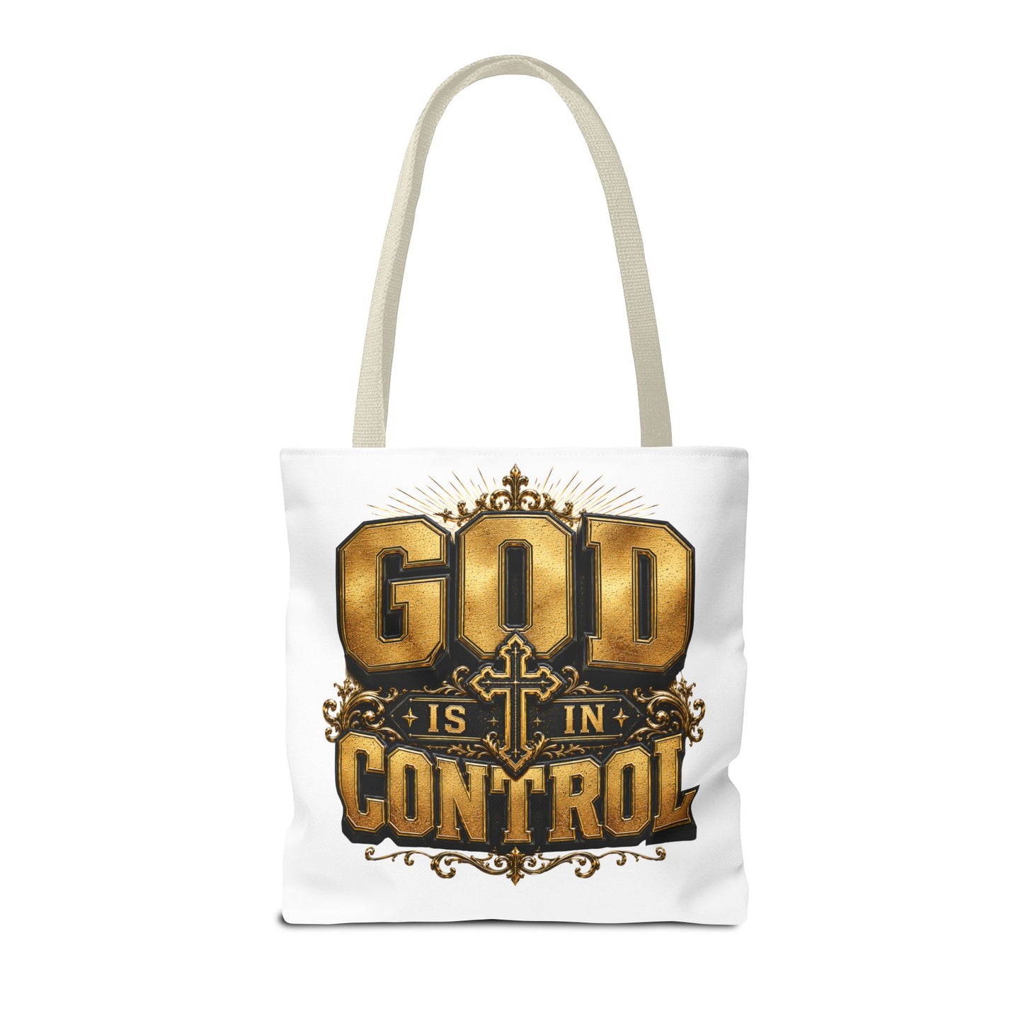 God Is in Control Tote Bag — Faith-Inspired Christian Tote for Church, Gifts & Everyday Use