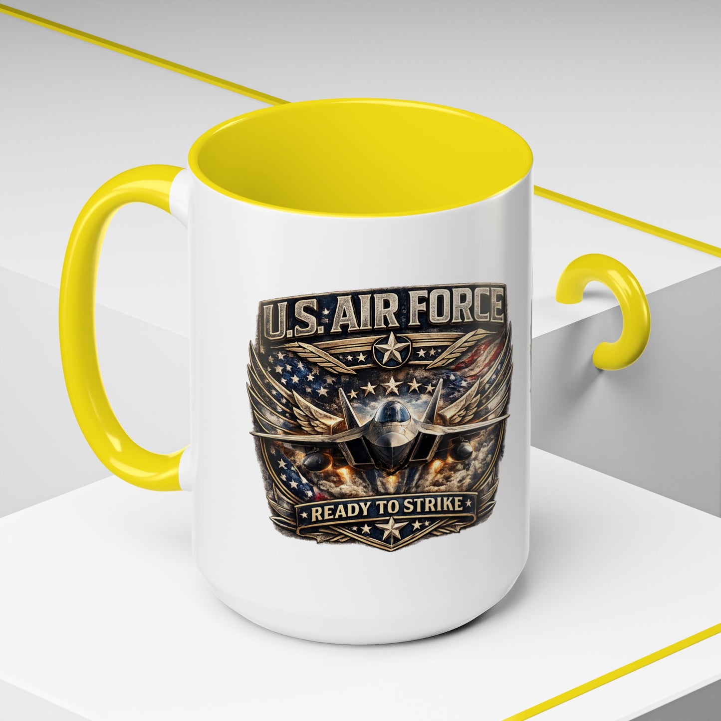 U.S. Air Force Accent Coffee Mug — "Ready to Strike" Military Aviation Gift
