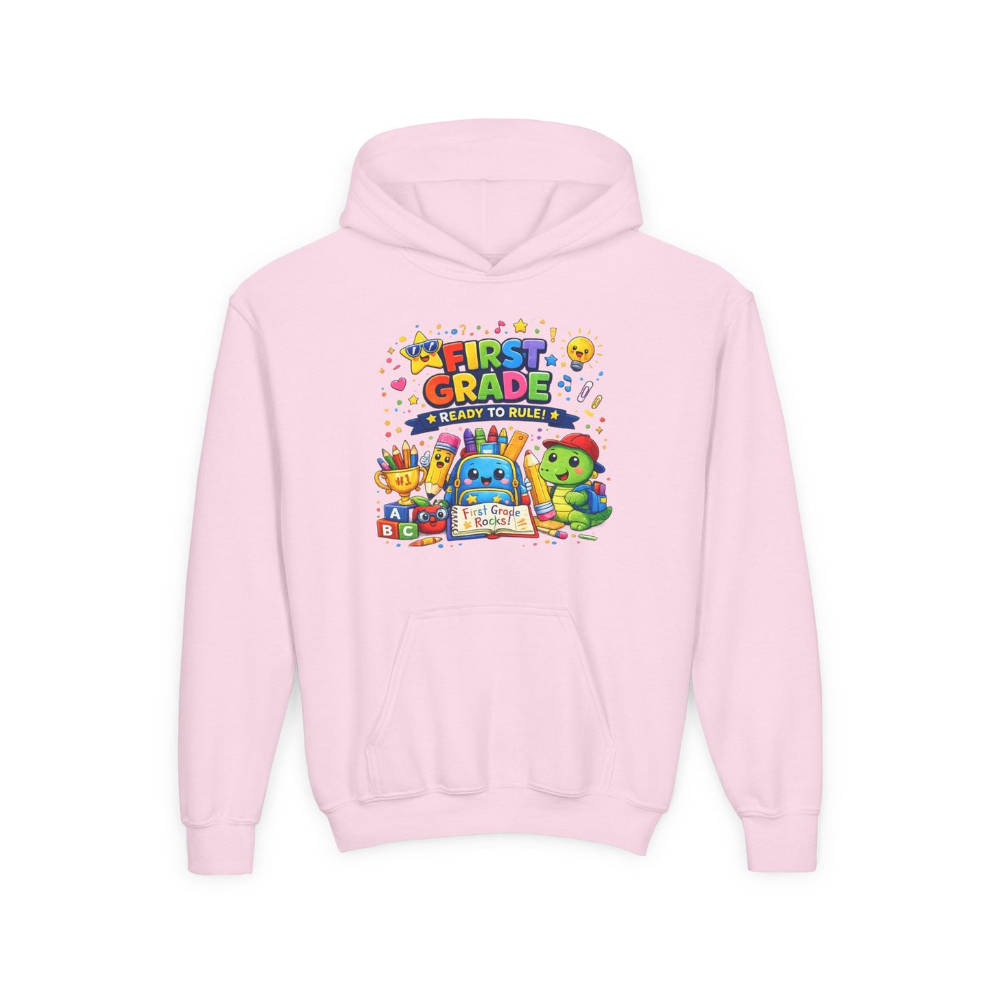 First Grade Hoodie - "First Grade Ready To Rule" Kids Back-to-School Sweatshirt