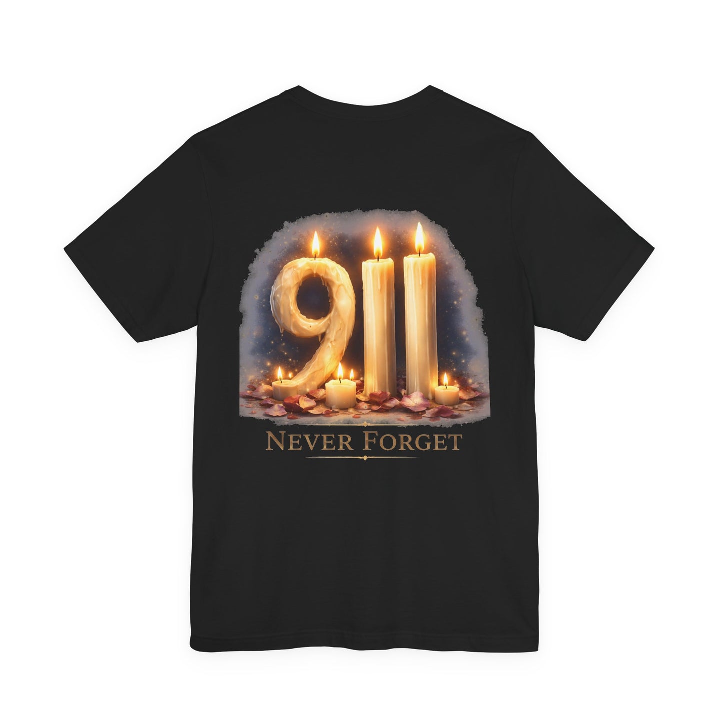 9/11 Never Forget T-Shirt – Memorial Candle Tribute Tee