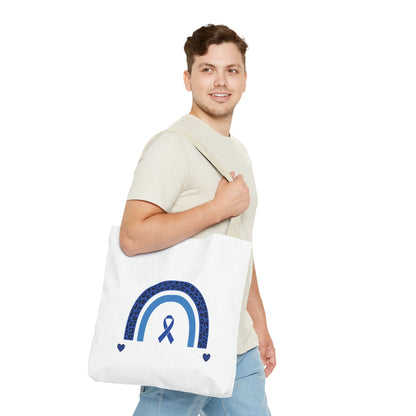 Blue Awareness Ribbon Rainbow Tote Bag – Support & Hope Everyday Tote