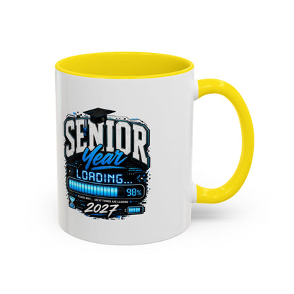 Senior Year Loading 2027 Accent Coffee Mug — Graduation Gift Cup (11/15oz)