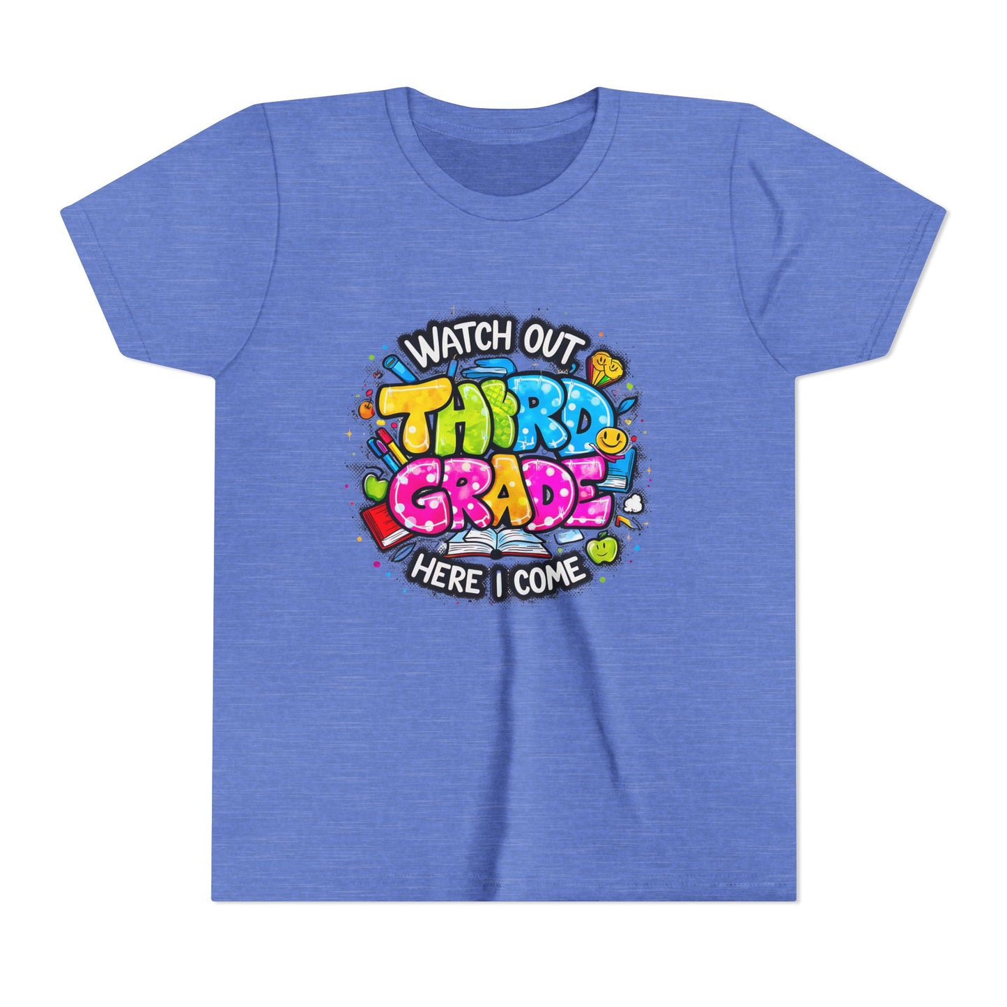 Third Grade Kids T‑Shirt — "Watch Out Third Grade Here I Come" Back-to-School Tee