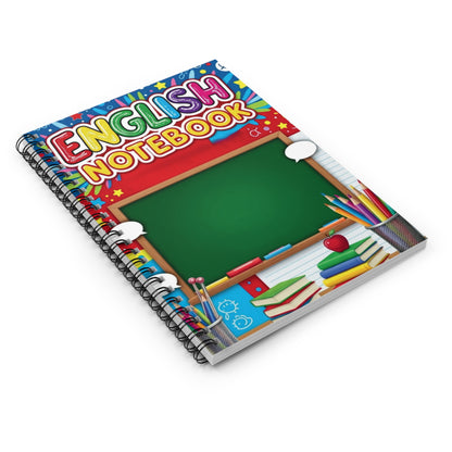 English Notebook — Spiral Ruled School Notebook for Kids (Chalkboard Design)