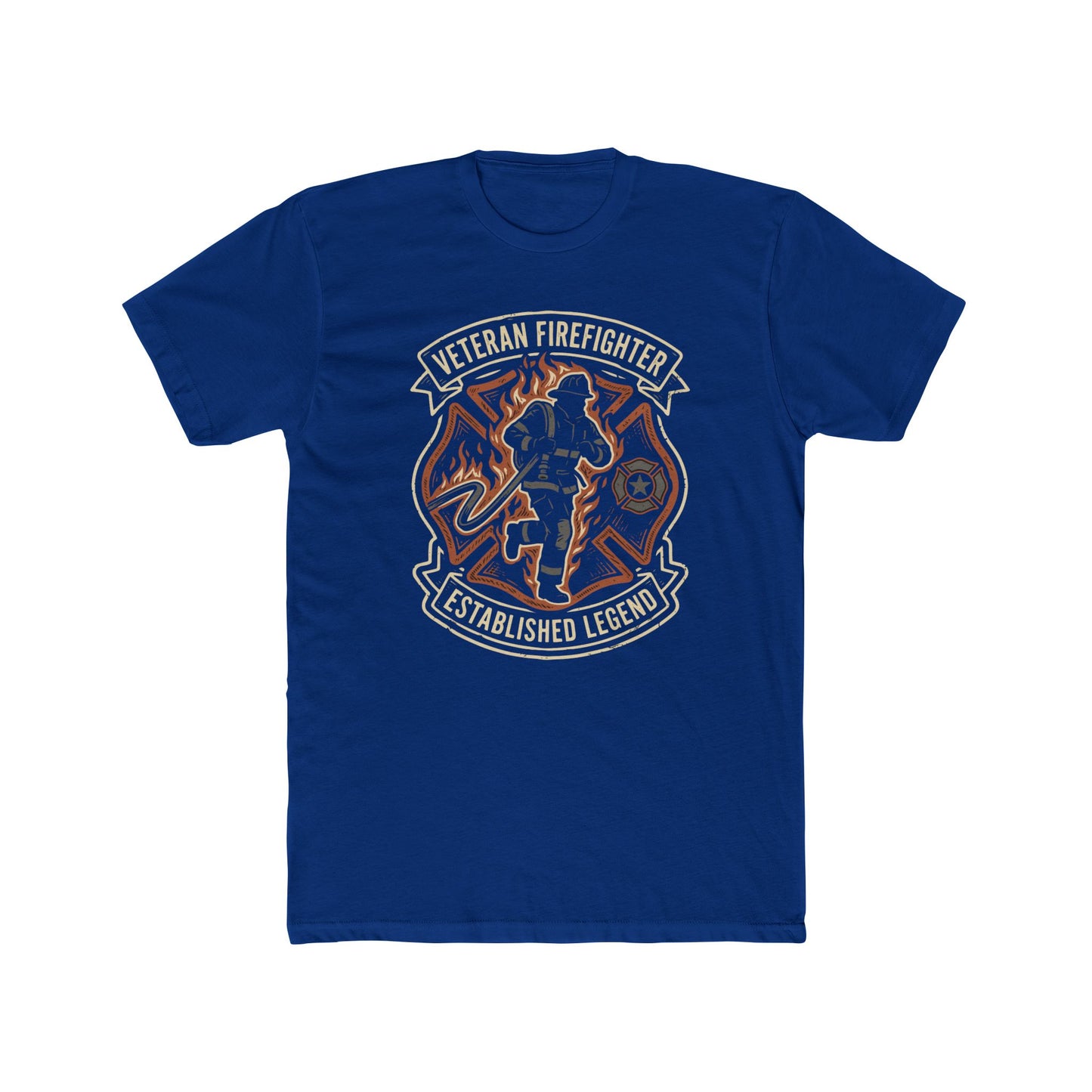 Veteran Firefighter Tee — "Established Legend" Graphic Crew Shirt