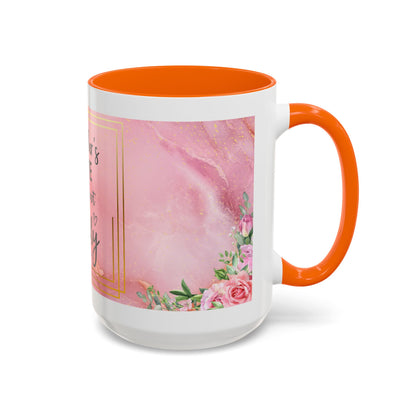Mother’s Love Accent Coffee Mug — “A Mother's Love is the Heart of the Family” (Pink Floral, 11/15oz)