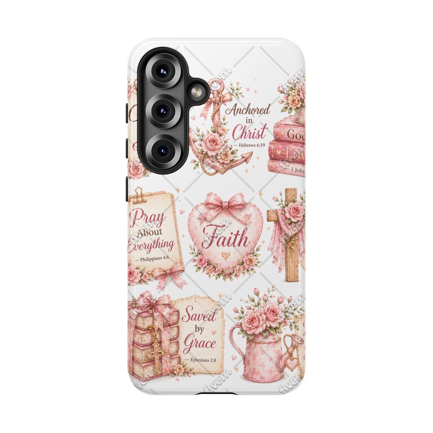 Faith Floral Phone Case – Christian Inspirational Scripture iPhone Cover (Choose Joy, Pray, Faith)
