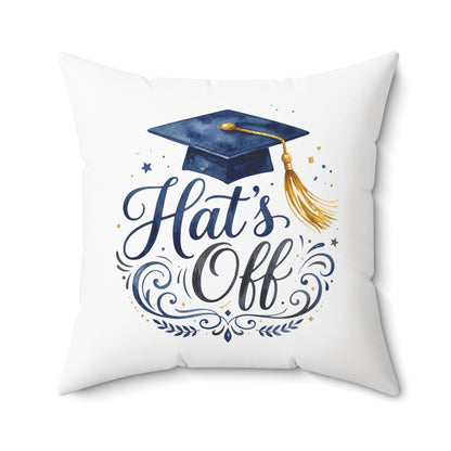 Graduation Pillow — "Hats Off" Decorative Throw Pillow with Cap & Tassel