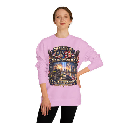 9/11 Memorial Sweatshirt — "25 Years of 9/11 Never Forgotten" Tribute Crewneck