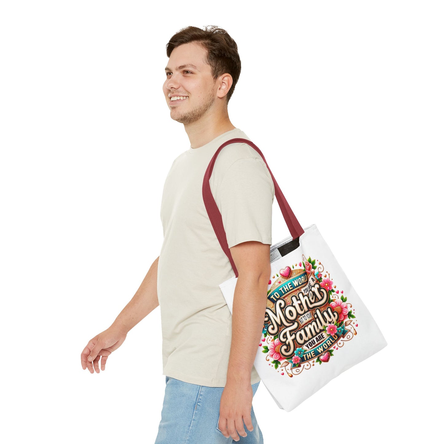 Mother & Family Floral Tote Bag — "To the world you are a Mother" Gift Tote