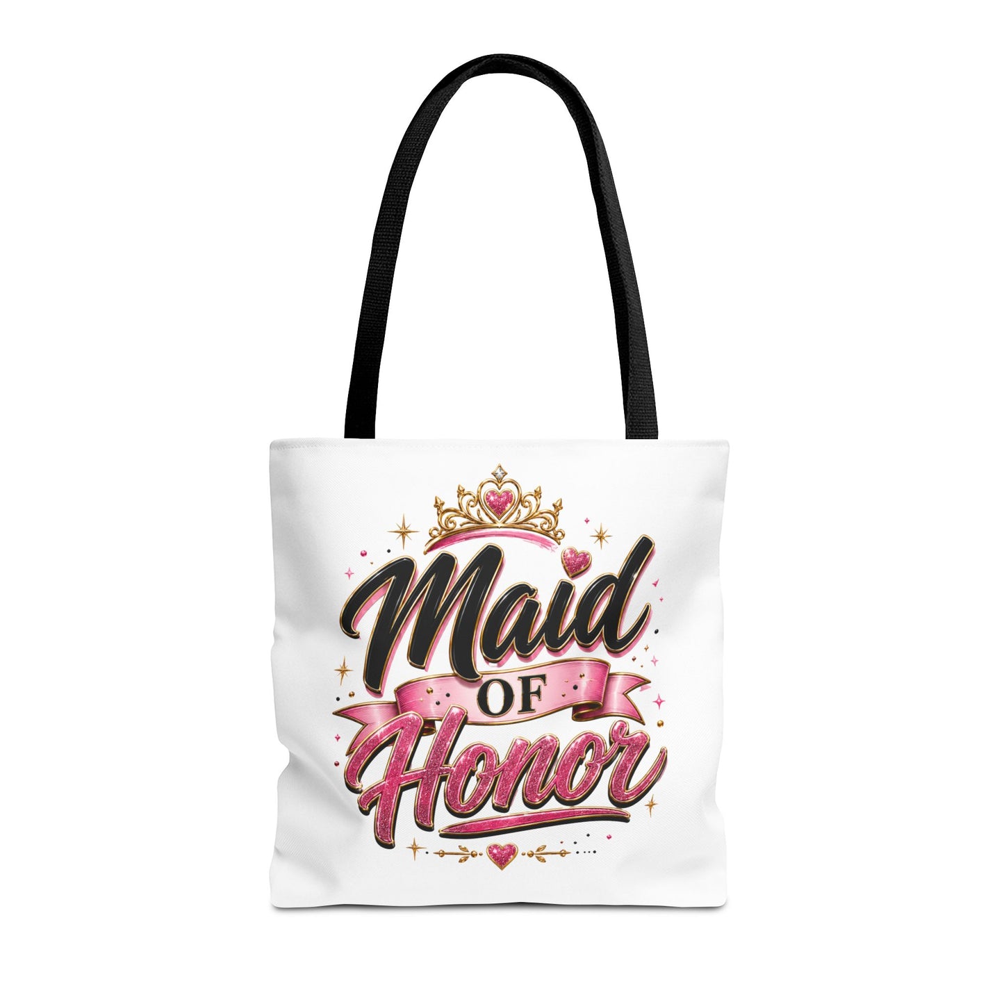 Maid of Honor Tote Bag — Pink Crown Bridal Party Tote for Weddings & Bachelorette