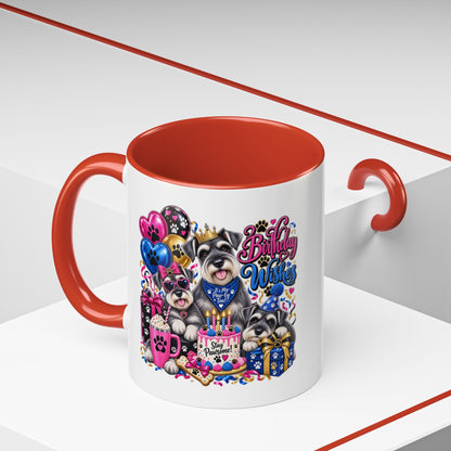 Birthday Wishes Dog Coffee Mug — Cute Paw Print Celebration Mug (11/15oz)