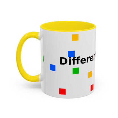 Accent Coffee Mug — 'Different Not Less' Pride-Inclusive Color Block Design (11/15oz)