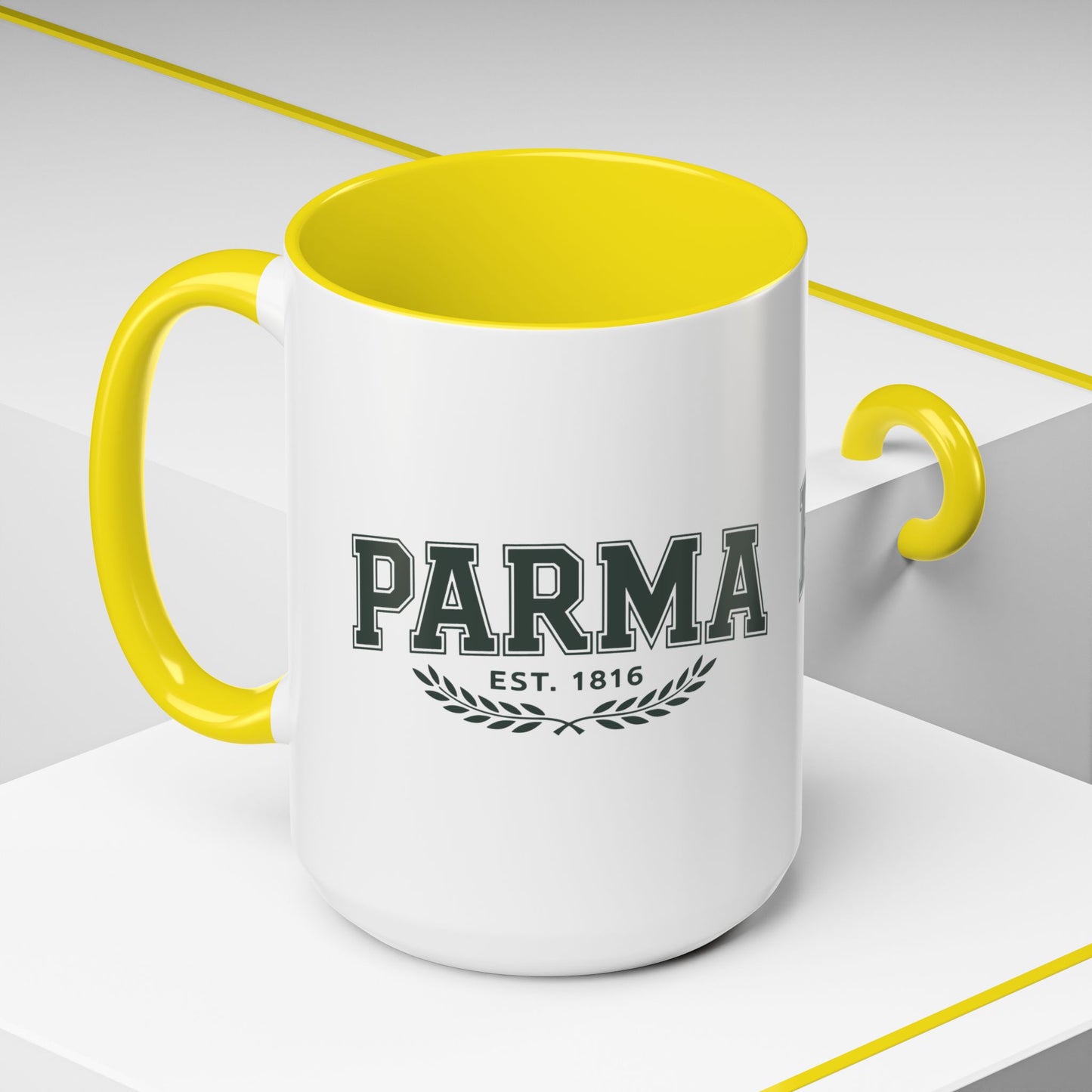 Parma Established 1816 Accent Coffee Mug — Vintage Collegiate Ceramic Coffee Cup
