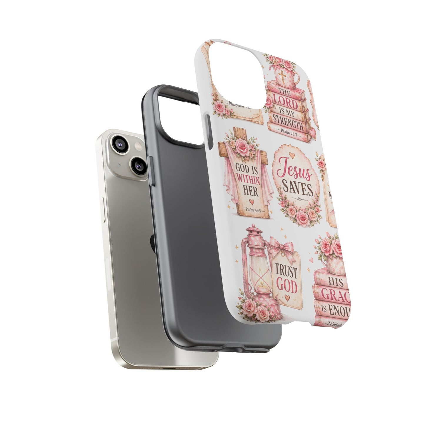 Faith Phone Case — 'Jesus Saves' Floral Christian Scripture iPhone Case
