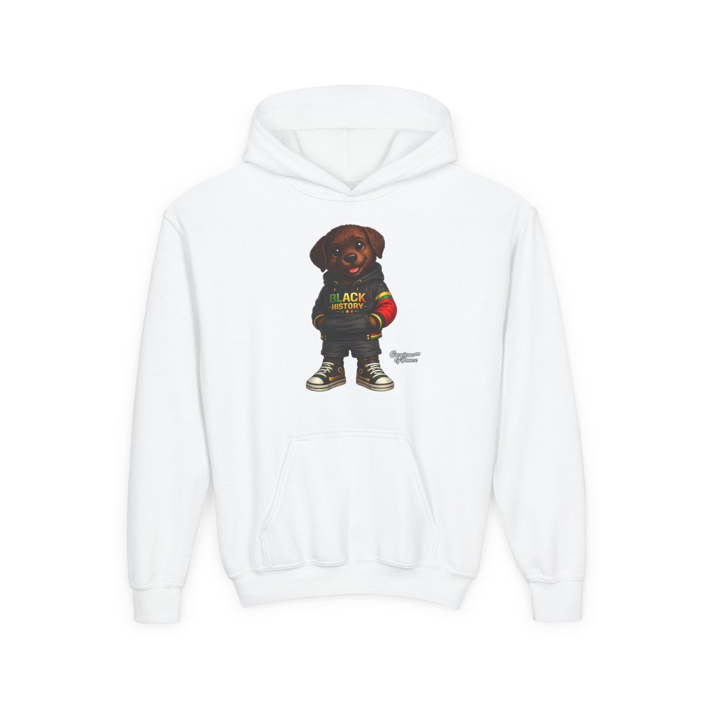 Youth Hoodie - Cute Rottweiler Puppy 'Black History' Graphic Sweatshirt for Kids