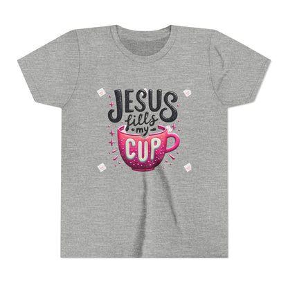 Jesus Fills My Cup Youth Tee — Christian Faith Kids Shirt