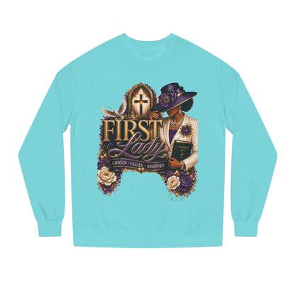 First Lady Church Sweatshirt – Christian Women’s Faith Graphic Crewneck