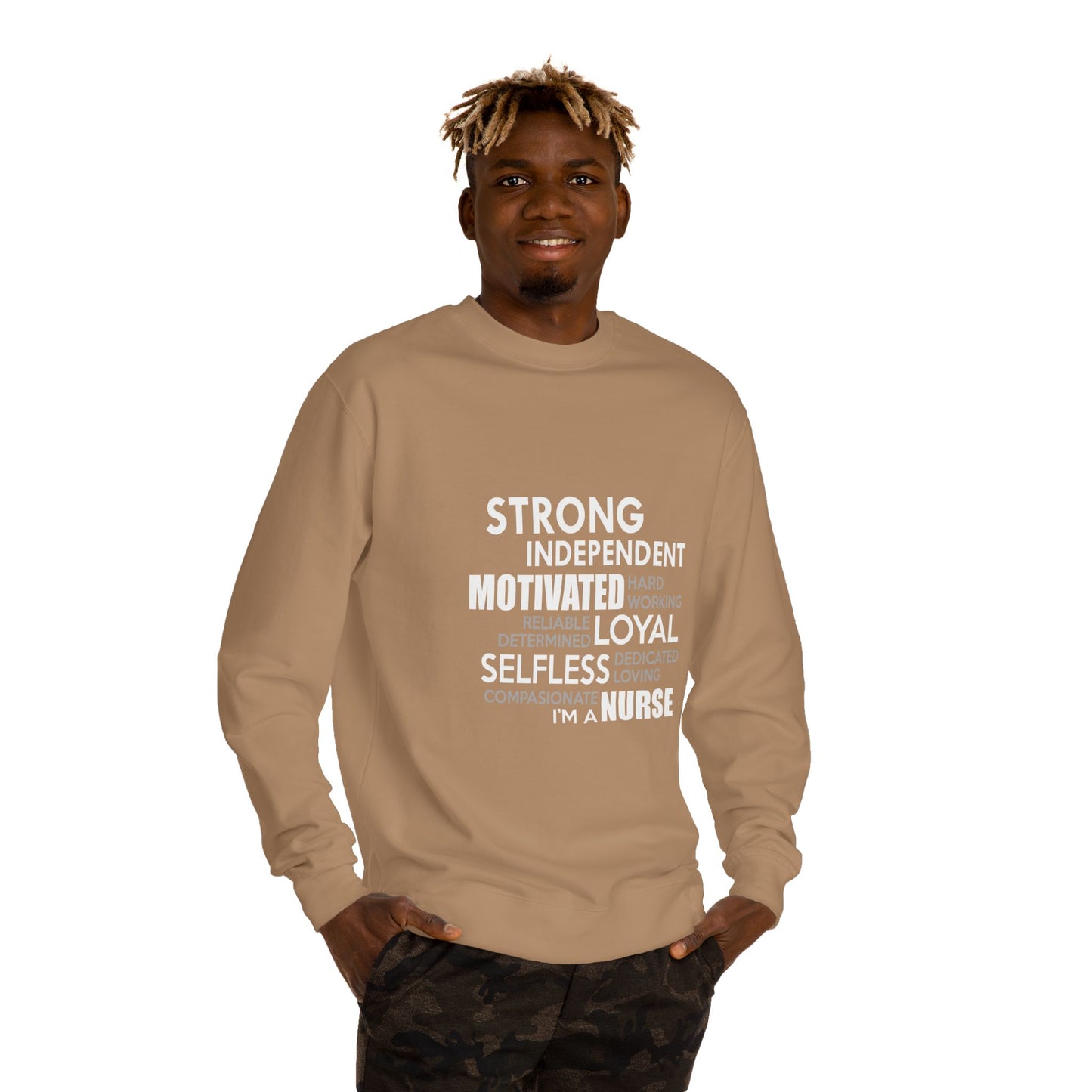 Nurse Word Cloud Sweatshirt — Strong Independent Motivated Loyal Selfless