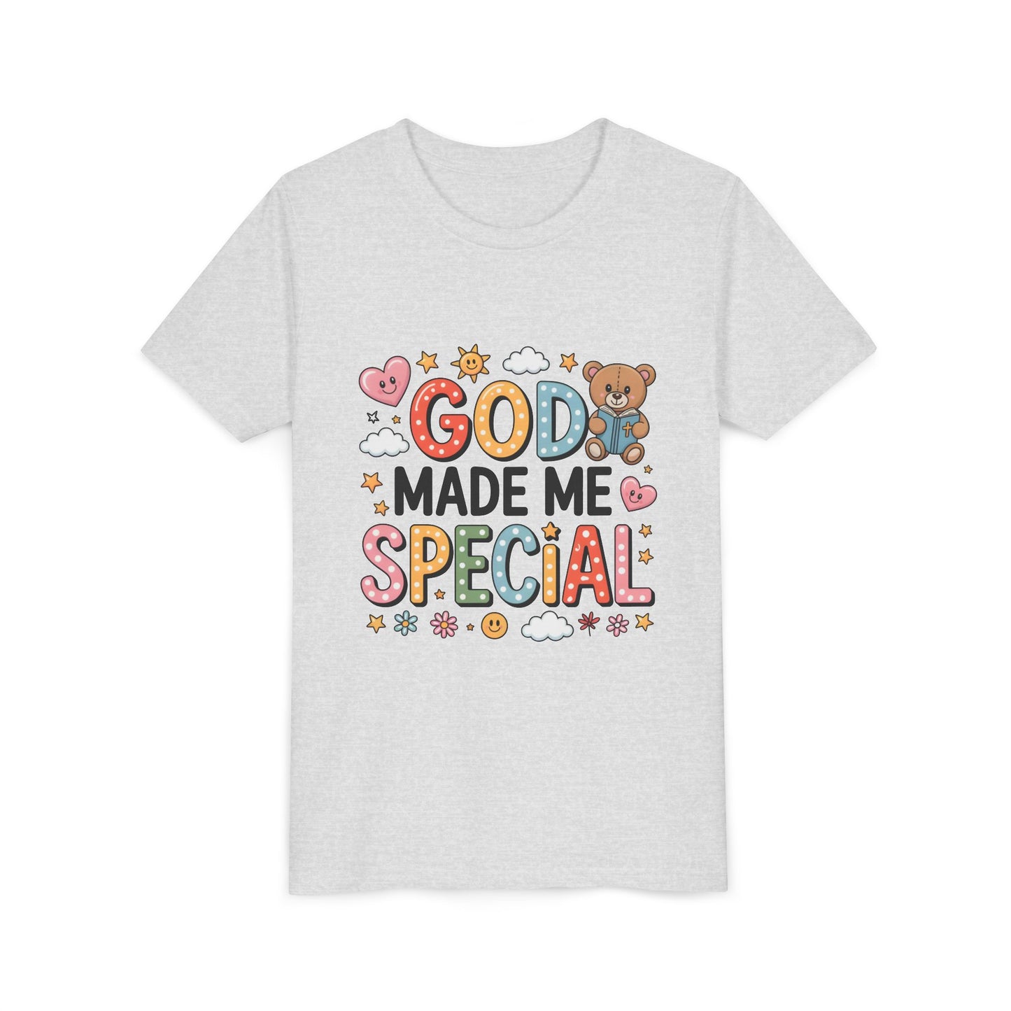 Youth Tee — "God Made Me Special" Cute Christian Kids T-Shirt