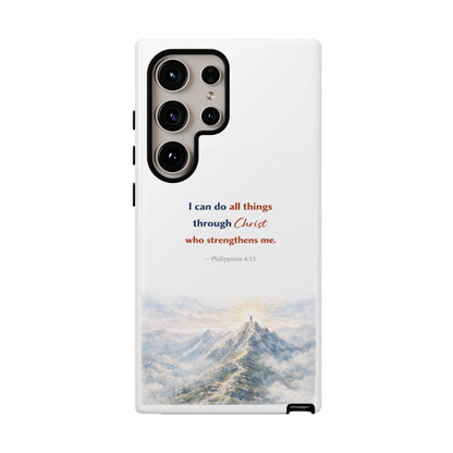 Christian Phone Case – “I Can Do All Things Through Christ” Inspirational Tough Case