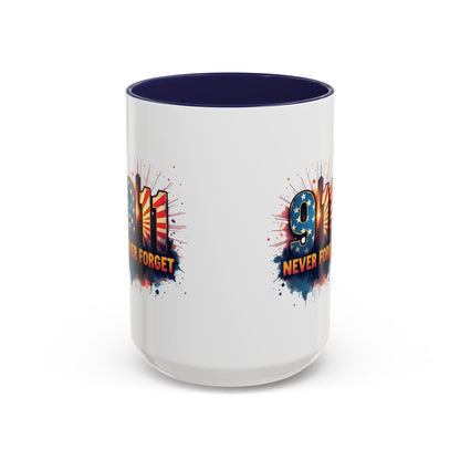 9/11 Never Forget Coffee Mug — Patriotic Memorial Accent Mug