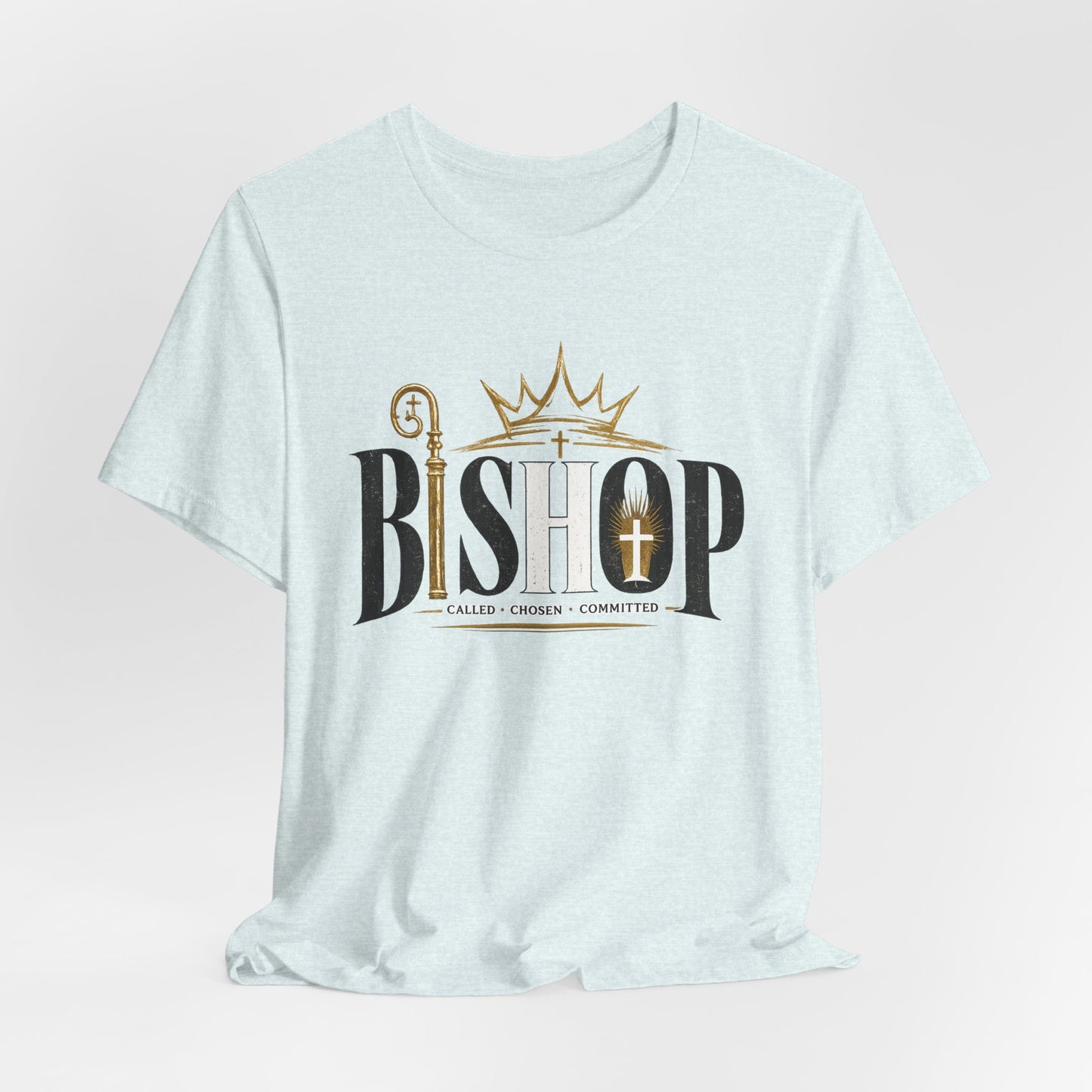 Bishop Graphic Tee — 'BISHOP' Crown & Crosier Church Leadership Shirt