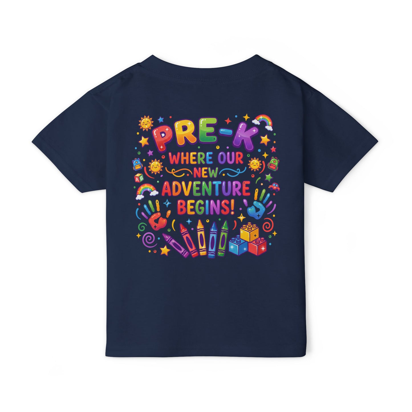 Toddler T‑Shirt — "Pre-K: Where Our New Adventure Begins!" Colorful Back-to-School Tee