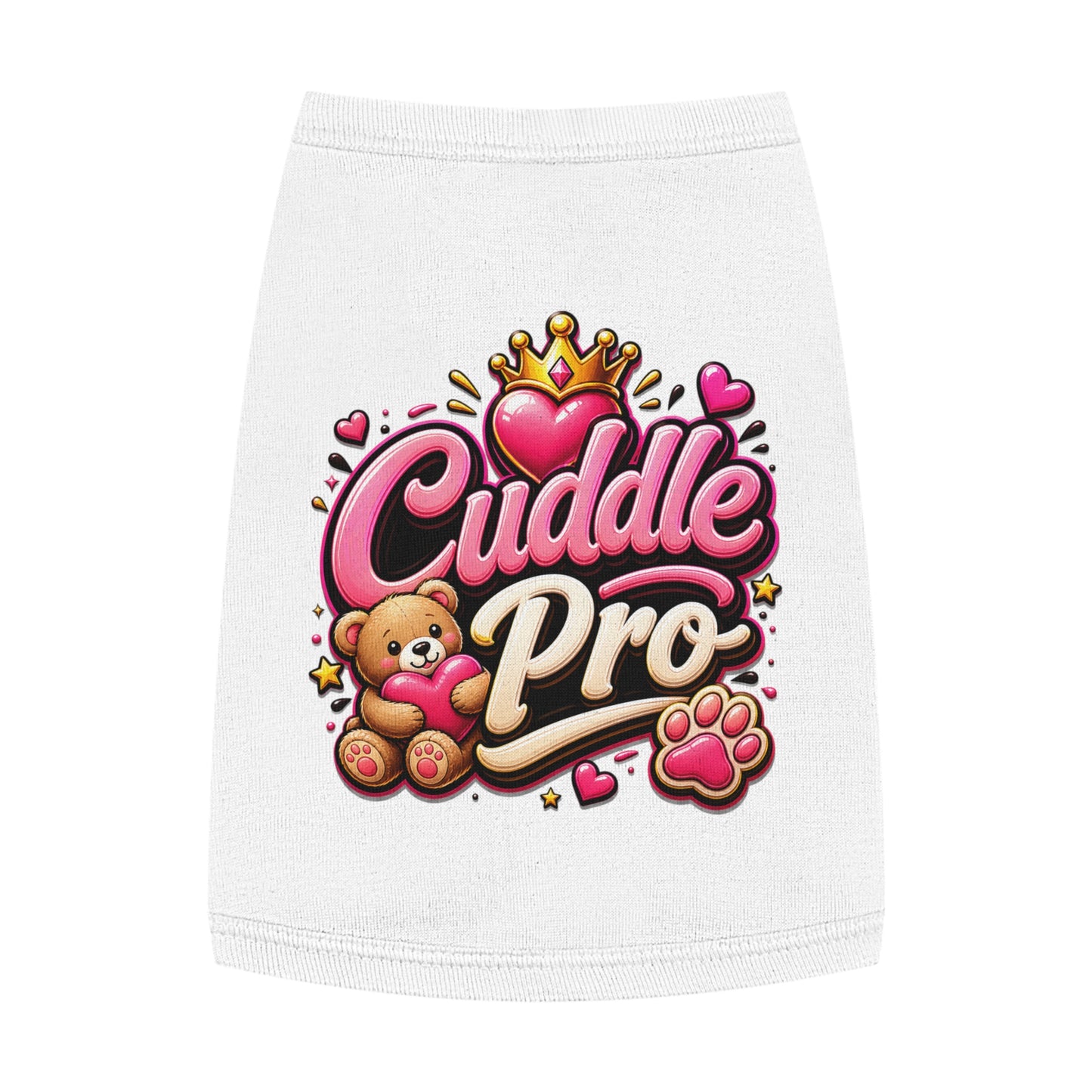 Cuddle Pro Pet Tank Top — Cute Teddy & Heart Dog/Cat Tee