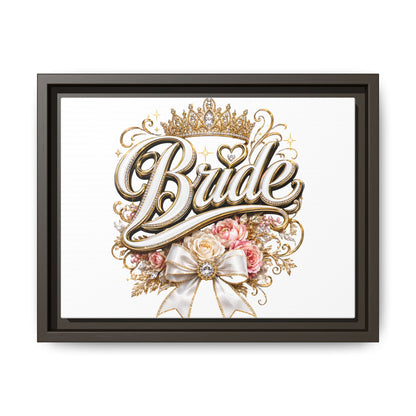 Framed Bride Canvas Wall Art — Elegant Bridal Crown & Floral Wedding Decor