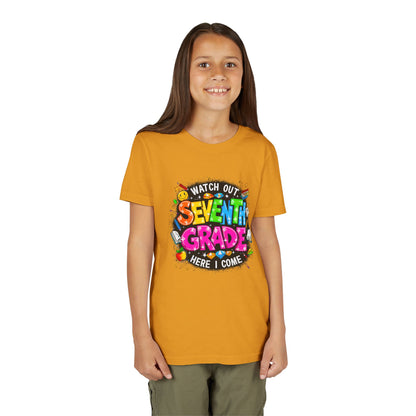 Seventh Grade Kids T-Shirt – “Watch Out Seventh Grade Here I Come” Back-to-School Tee