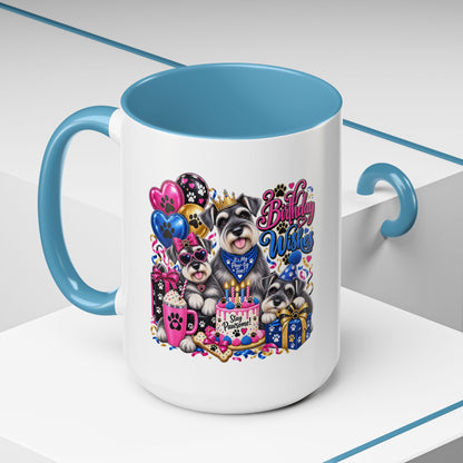 Birthday Wishes Dog Coffee Mug — Cute Paw Print Celebration Mug (11/15oz)