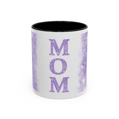 Mom Glitter Accent Coffee Mug – Purple Sparkle Mother's Day Gift (11/15oz)