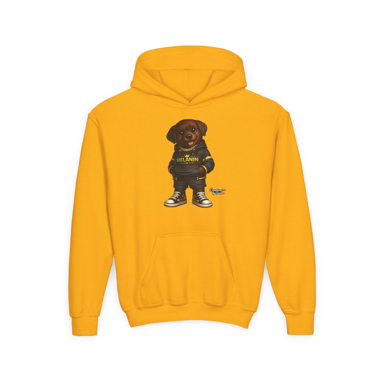 Youth Melanin Pup Hoodie – Cute Rottweiler Cartoon Sweatshirt