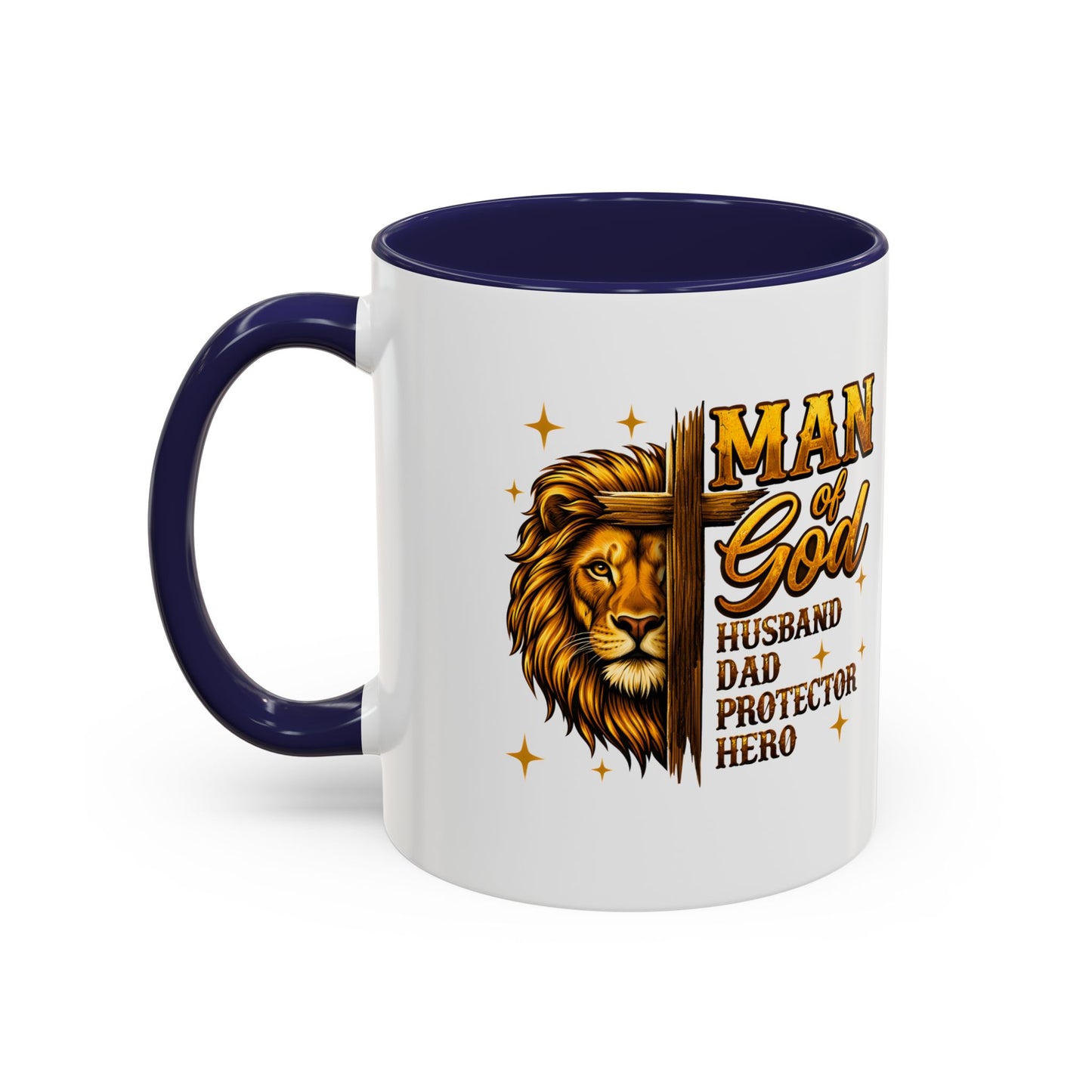 Man of God Lion Coffee Mug — 'Man of God' Religious Gift for Husband, Dad, Protector
