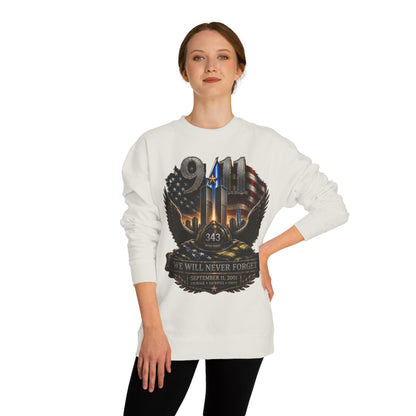 9/11 We Will Never Forget Crewneck Sweatshirt – Memorial Tribute