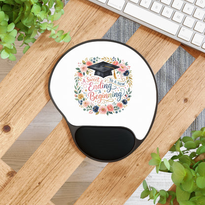 Graduation Floral Mouse Pad with Wrist Rest — "A Sweet Ending to a New Beginning"