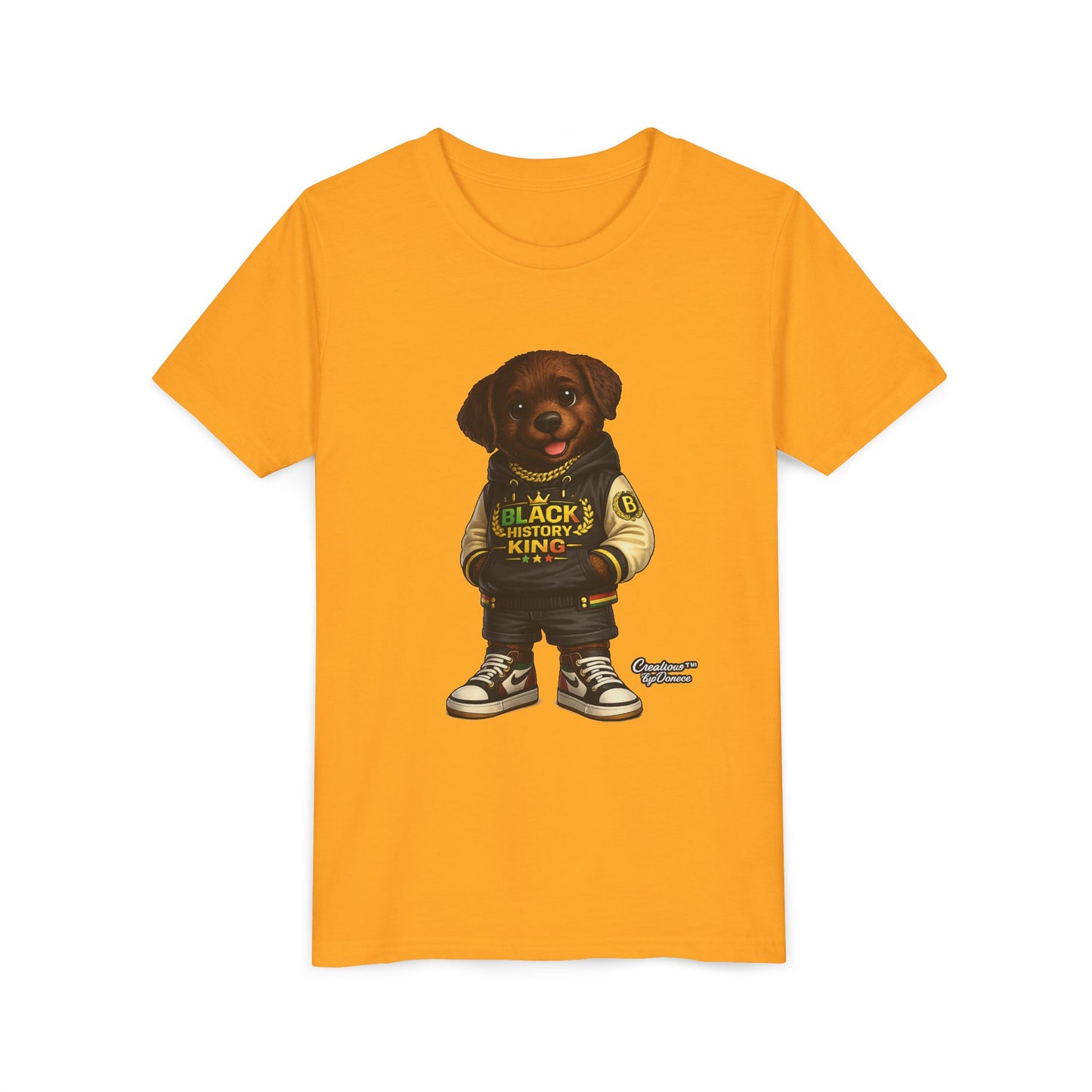 Youth Tee — 'Black History King' Puppy Graphic Shirt