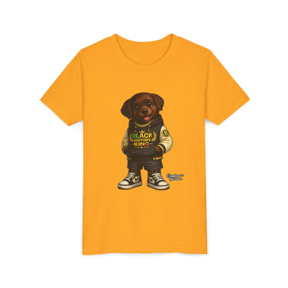 Youth Tee — 'Black History King' Puppy Graphic Shirt