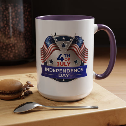 4th of July Independence Day Coffee Mug - Patriotic American Flag Accent
