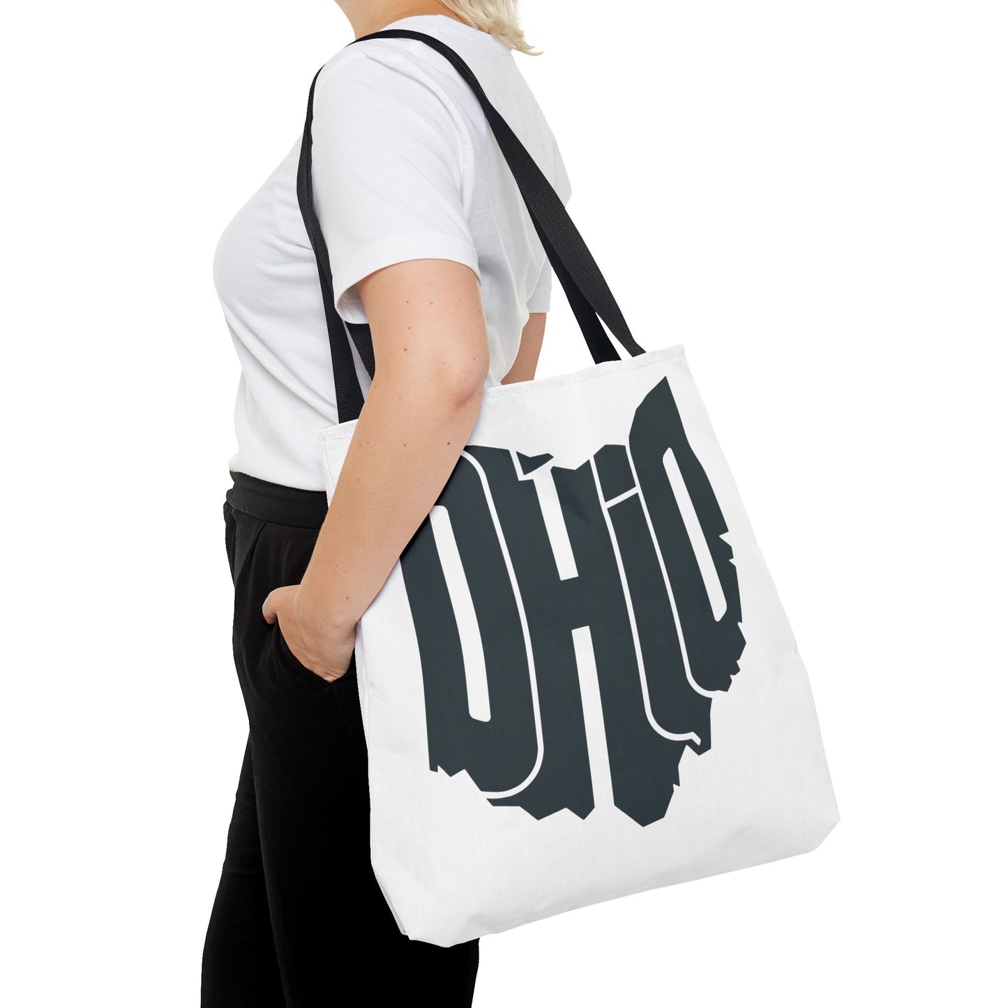 Ohio State Outline Tote Bag — Retro Ohio Text Graphic Tote