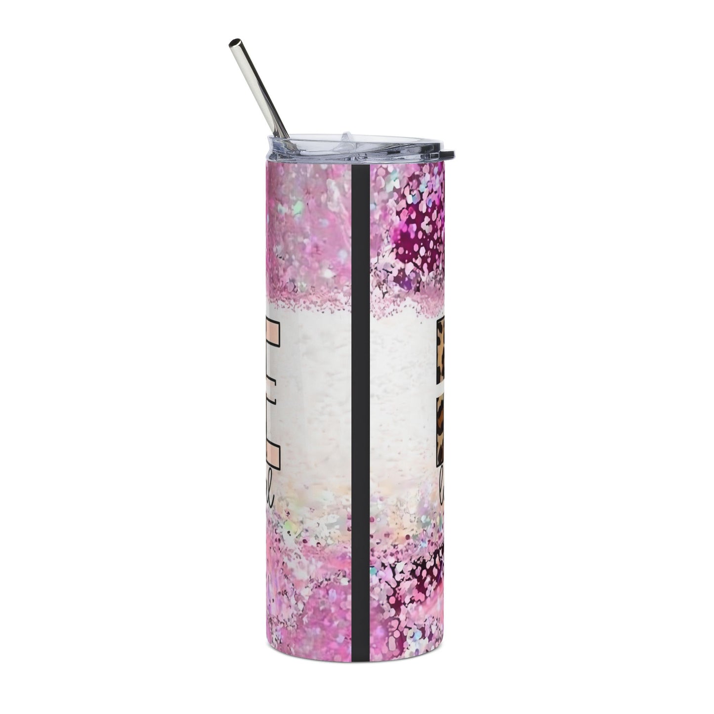 Nurse Leopard Print 20oz Stainless Tumbler — Pink Glitter ‘Love. Inspire.’ Design