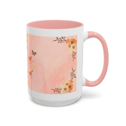 Mom Floral Accent Coffee Mug – Pink Butterfly Mother's Day Gift (11/15oz)