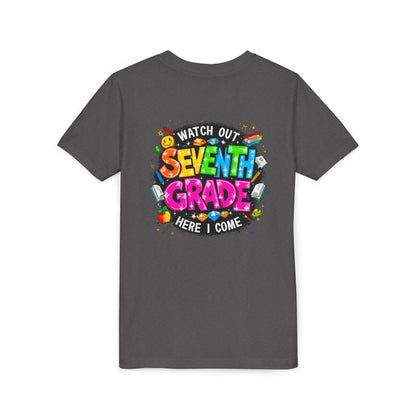 Seventh Grade Kids T‑Shirt — "Watch Out Seventh Grade Here I Come" Back‑to‑School Tee