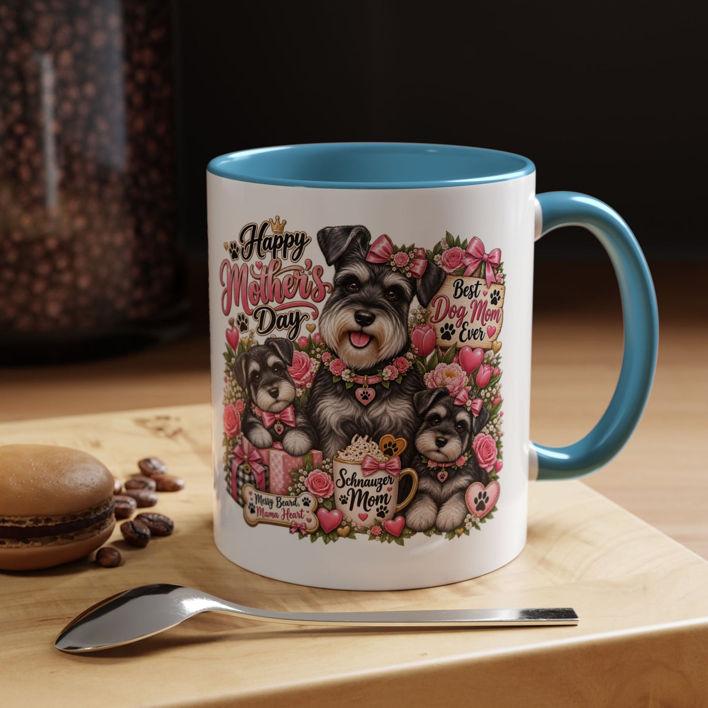 Mother's Day Schnauzer Coffee Mug — "Best Dog Mom Ever" Accent Mug (11/15oz)