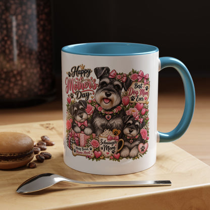 Mother's Day Schnauzer Coffee Mug — "Best Dog Mom Ever" Accent Mug (11/15oz)