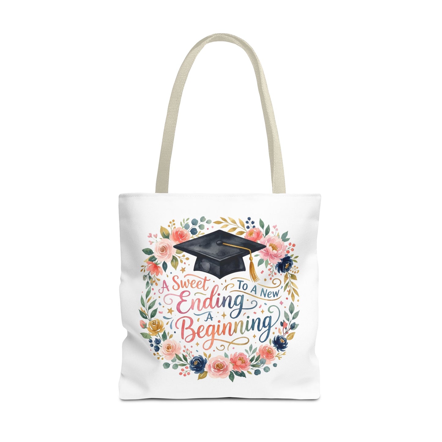 Graduation Floral Tote Bag — "A Sweet Ending To A New Beginning"