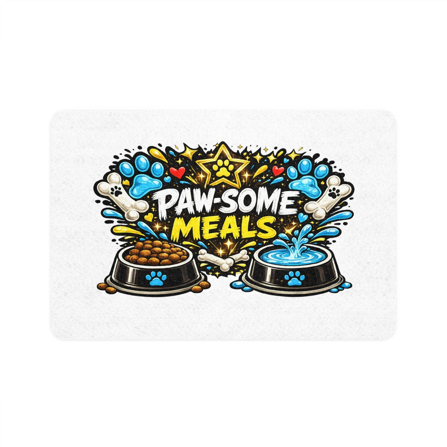 Pet Food Mat — "Pawsome Meals" Non-Slip Feeding Mat (12x18)